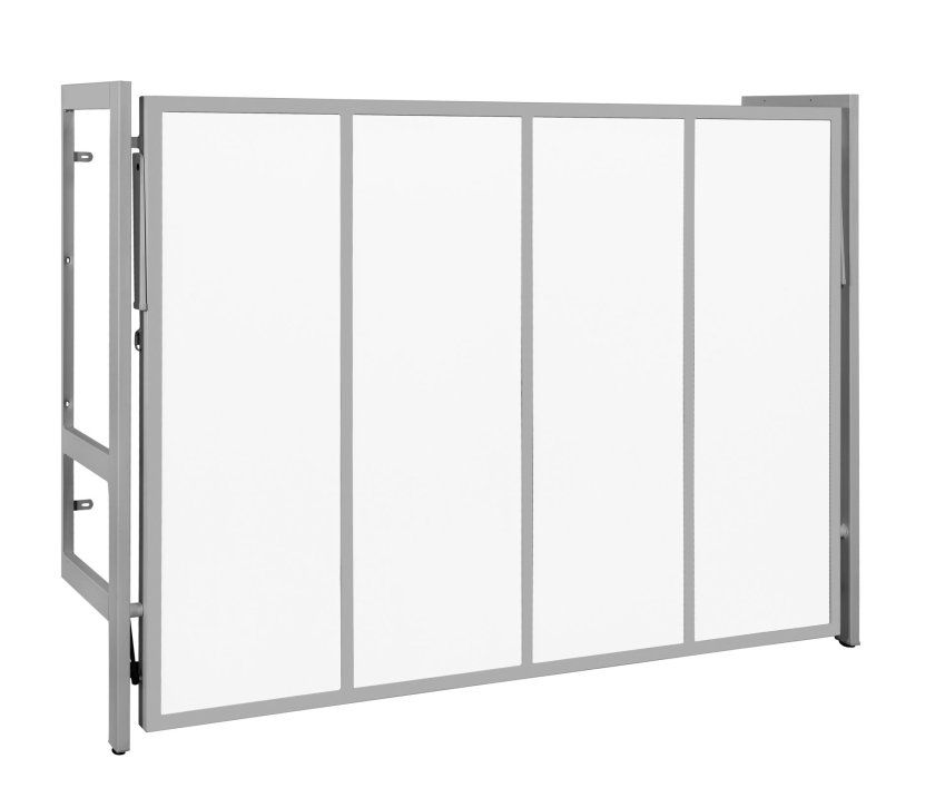Estructura de cama abatible horizontal metálica en color gris, cerrada